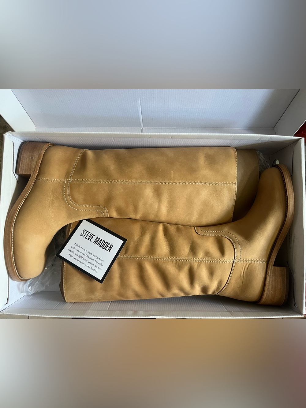 Steve Madden Riggs Banana Leather Knee High Boots 9 NWT